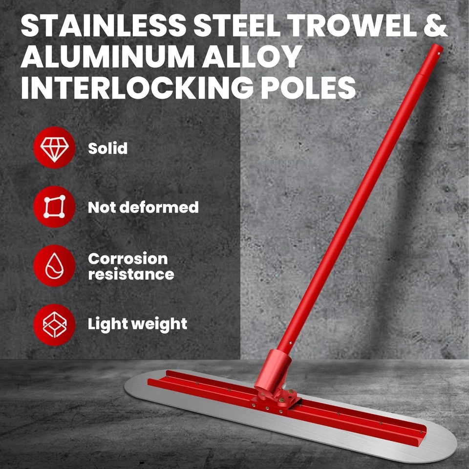 48"x12" Bull Concrete Float Tool Concrete Tool Trowel Float 4 Handles Round End - Image 2 of 4
