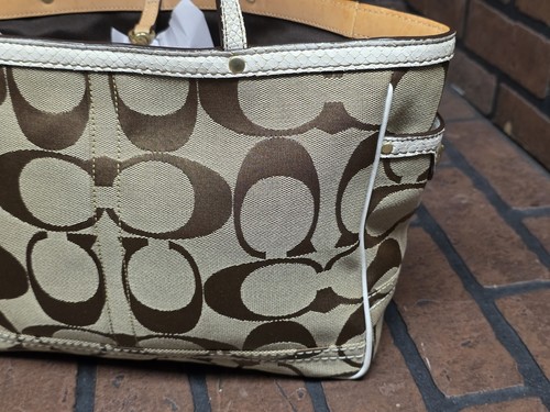 Coach Vintage Canvas Shoulder Bag JACQUARD PYTHON WHITE TRIM Y2K 90s BO6S-7874 - Picture 4 of 9