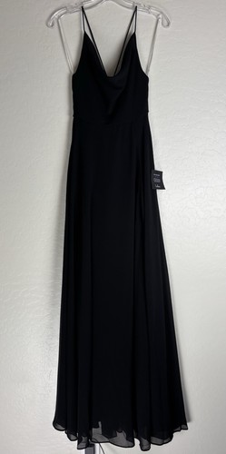 NEW Lulus Romantically Speaking Drape Front Lace-Up Back Strappy S Black 1360