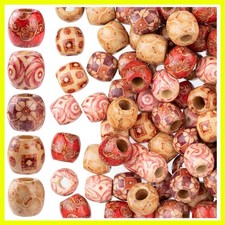 Craft 50pcs Round Wooden Beads - Large Hole Beads for Macrame Jewelry Making