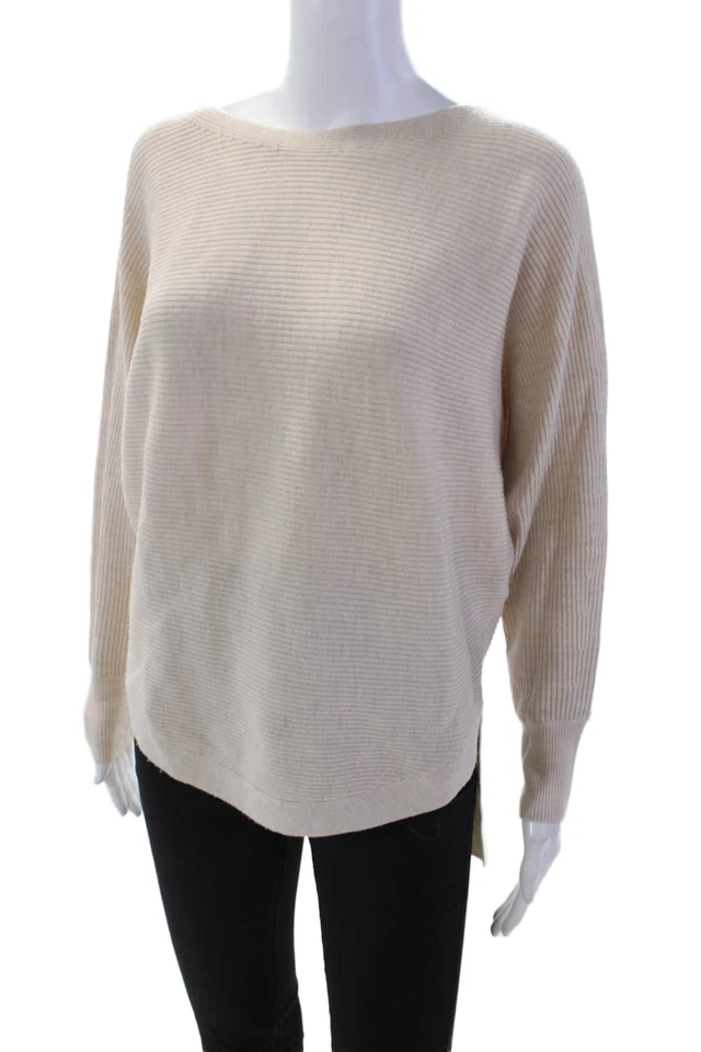 Suéter Allsaints Mujer Manga Larga Abertura Lateral Cuello Barco Beige Lana Talla Pequeña Foto 2 de 4