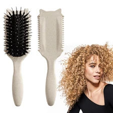 Bounce Curl Define Styling Brush - Frizz Preventing Curling Comb with Smooth Tex
