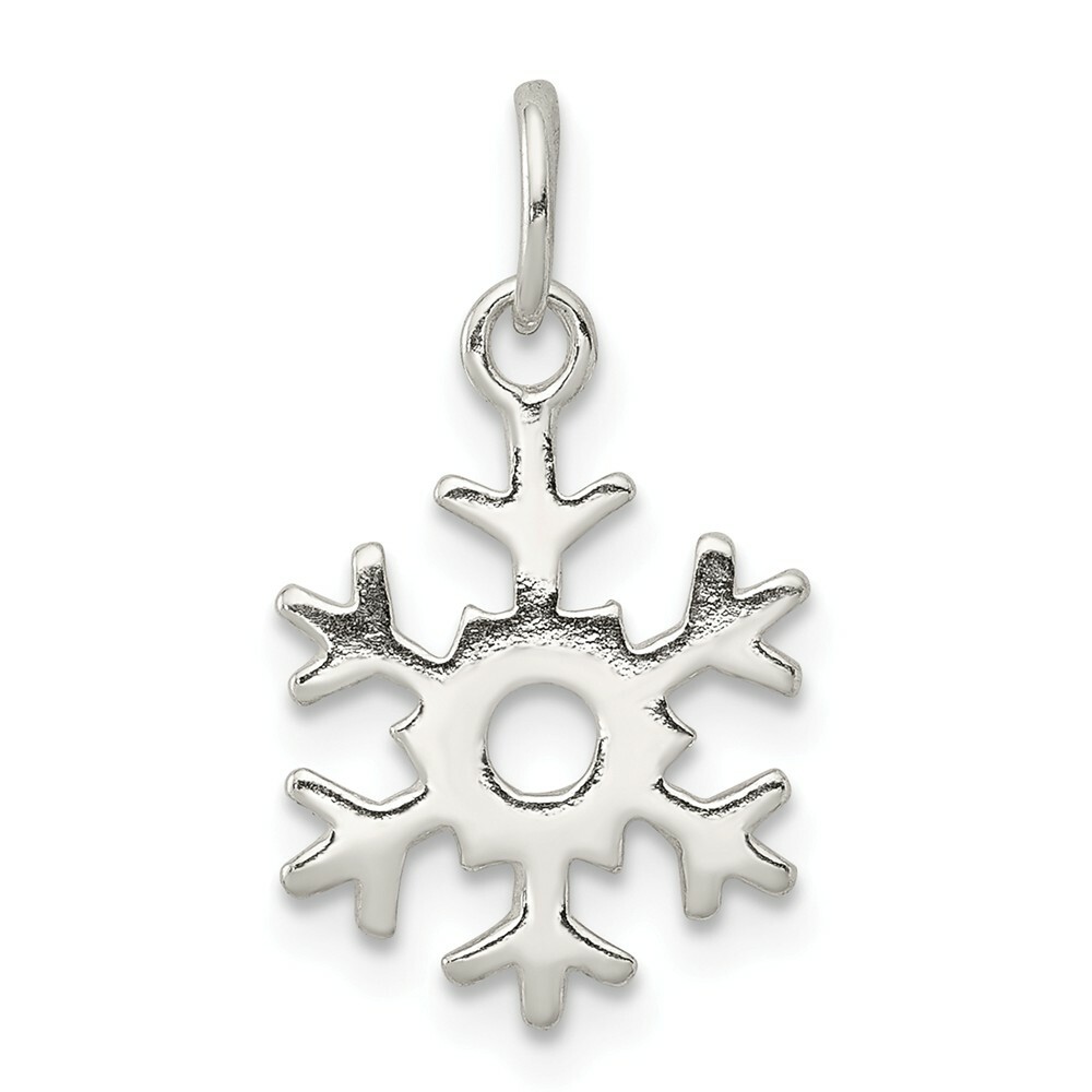 925 Sterling Silver Polished Plain Small Snowflake Charm