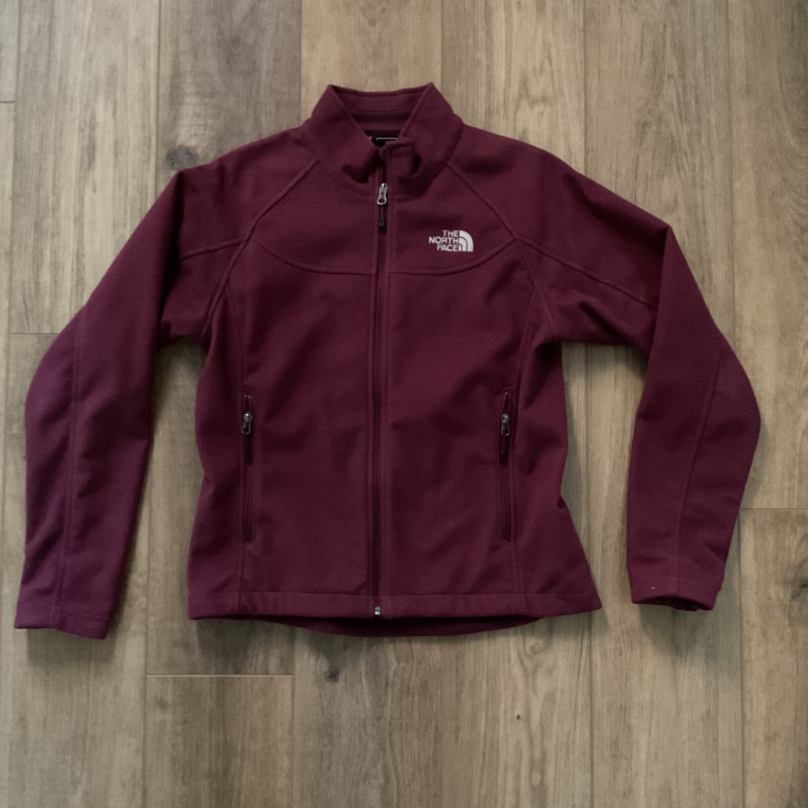 North Face womens fleece jacket, medium, maroon/burgundy/wine, full zip, pockets