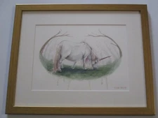 ELENA TARSIUS PAINTING ORIGINAL UNICORN FANTASY MODERNISM SURREALIST WHIMSICAL 