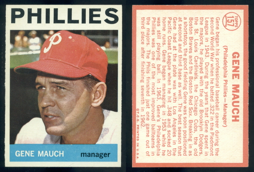 49789) 1964 Topps 157 Gene Mauch Phillies-NM | eBay