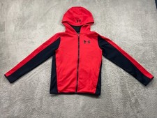 Under Armour Sweatshirt Boys Extra Large Red Hooded Outdoors Sportswear Coldgear