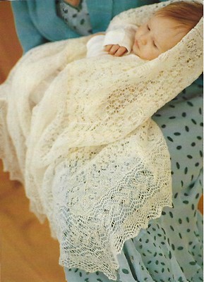Baby Shetland Cobweb Shawl Traditional Heirloom Knitting Pattern 56x56