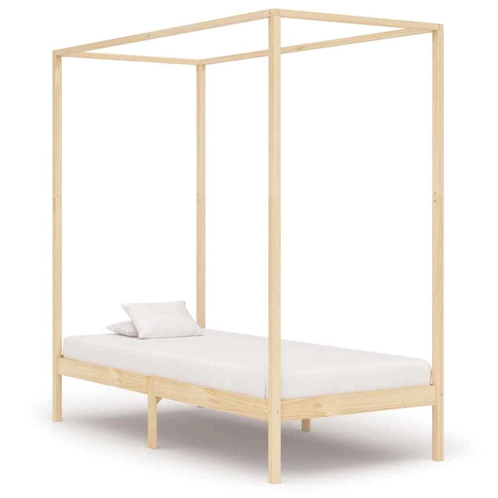 Canopy Bed Frame Solid Pine Wood 90x200 L5J9