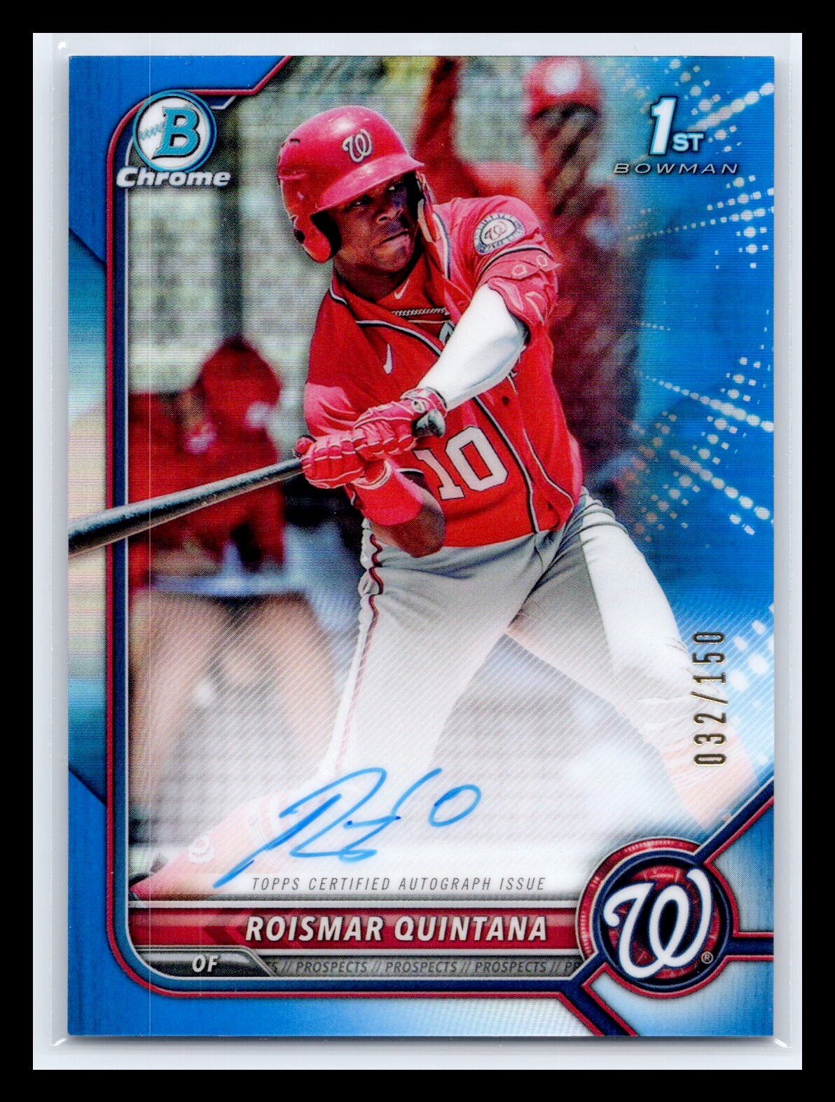 2022 Bowman Chrome #CPA-RQ Roismar Quintana #/150 1st Blue Refractor Auto Nats