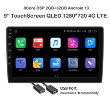 9" Carplay 2 Din Andriod 13 Car Radio Stereo Touch Screen RDS FM GPS Wifi 2+32GB