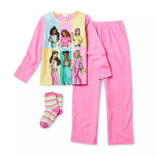 New Little Big Girls 3-Piece Barbie Pant Pajama Set 4 6 8 10