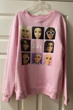 Barbie Pink Crew Neck Sweatshirt Pink with faces Large