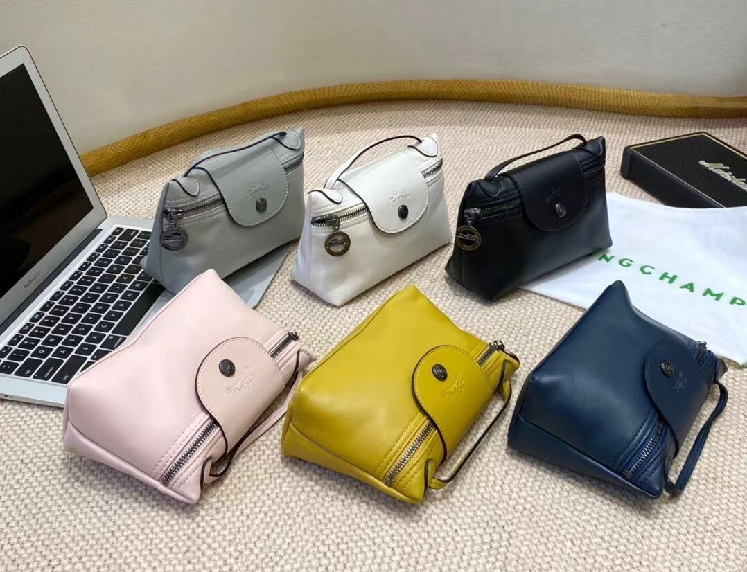 【関税&送料込】Longchamp Pochette Con Manico Le Pliage Le Pliage Original Pouch with handle Black - Recycled canvas