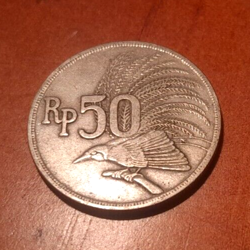 BANK INDONESIA 50 RUPIAH 1971 RP 50 Coin Greater Bird of Paradise