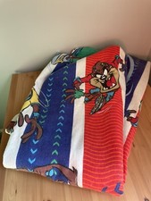Vintage Warner Bros 1997 Tasmanian Devil Large Blanket Full Sized Looney Tunes