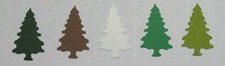 Discontinued 1" PINE TREE Punch Set lot of 36 punch-outs Cutouts U-Pick color