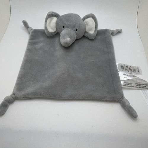 The Peanutshell Gray Elephant Security Blanket Knotted Plush Baby Toy Lovey - Picture 2 of 5