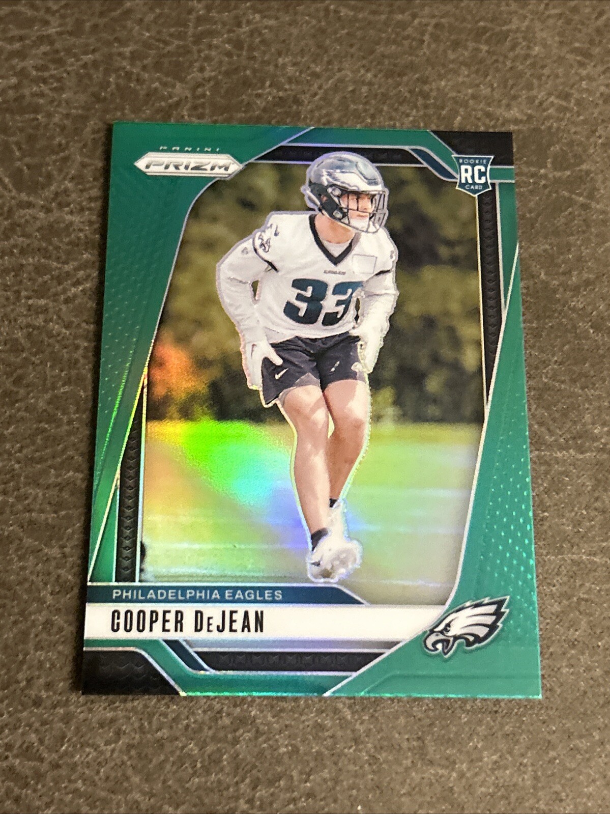 Cooper DeJean 2024 Panini Prizm RC True Green Prizm Rookie #321 COLOR MATCH