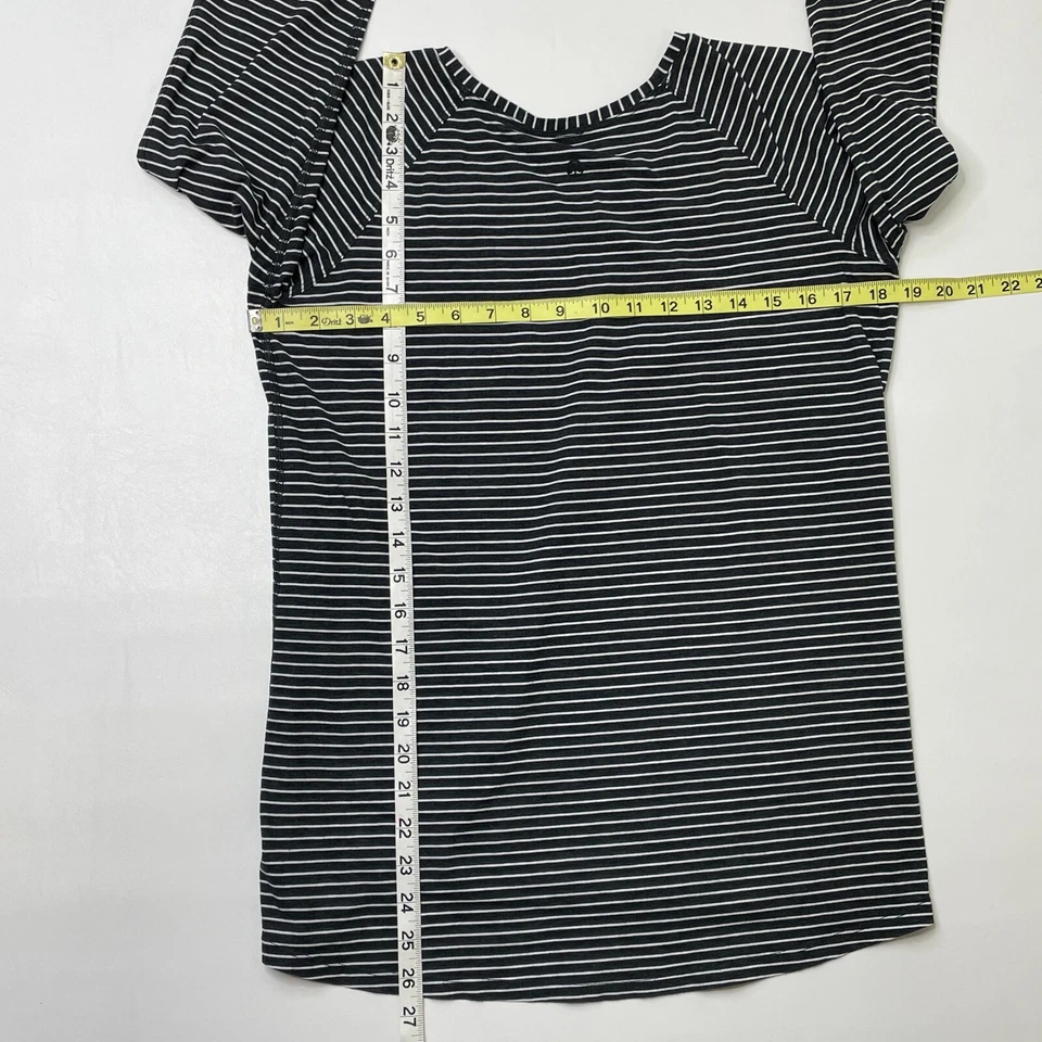 Lululemon Emerald Modern Stripe Top Tee Long Slv Heathered Black White Size 6? - Изображение 4 из 4