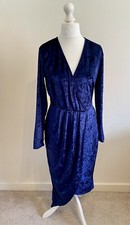 Want That Trend Dress Women’s UK 18 Blue Velvet Wrap Occasion Party BNWT