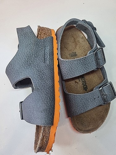 BIRKENSTOCK MILANO SANDALS INFANT SIZE UK 10 - EU 28 - BUCKLE x3 -GREY  ORANGE | eBay