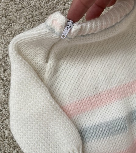 Maglione vintage bambina tg 3-6M BABY BEAR chiusura zip rosa/bianco Nuovo!!! - Foto 6 di 8