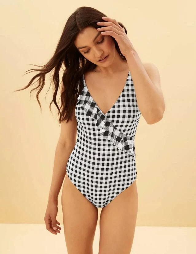 Marks Spencer Secret Slim Black White Gingham Check Frill