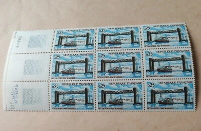 Bloc de 9 TIMBRES FRANCE NEUF YT N° 1564 Pont de Martrou, à Rochefort 1968 - Photo 1/3