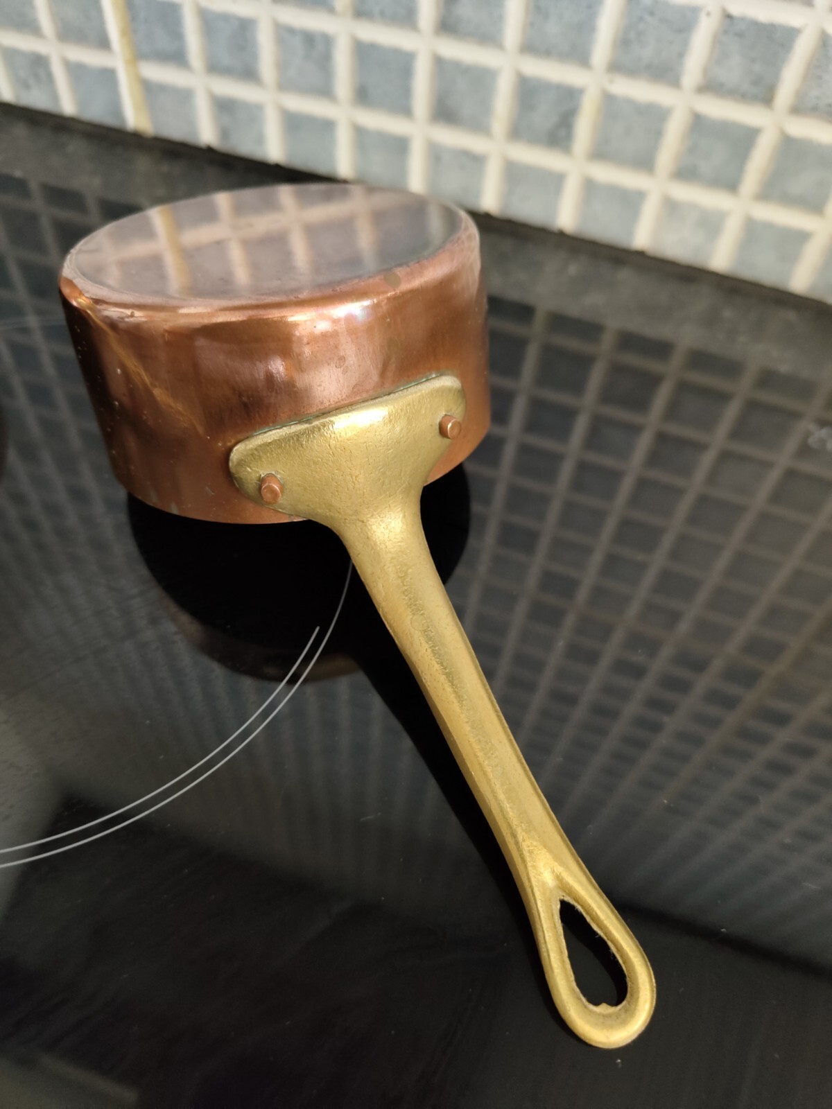 Set Of 3 Vintage Copper Pans With Brass Handles eBay