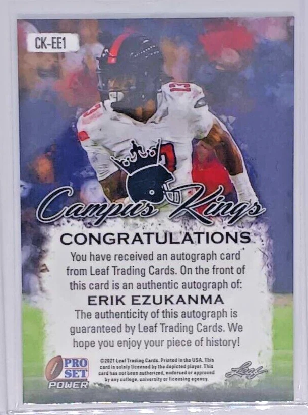 2021 Leaf Pro Set Power Football ERIK EZUKANMA Campus Kings Dolphins CK-EE1 - Image 2 of 2