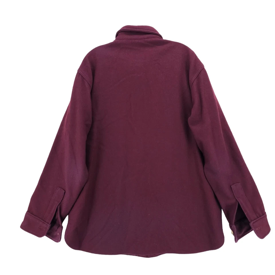 Vintage Lands End Wool Blend Maroon Red Thick Shirt MADE IN USA Size LARGE - Image 3 of 4