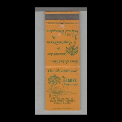 Matchbook Cover Florida The Glades Restaurant Clearwater, FL