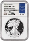 2019 W 1oz American Silver Eagle Proof Coin - NGC PF70 UC Edmund C Moy signed