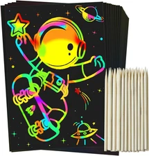 ZMLM Scratch Rainbow Art Paper Set - 100Pcs Magic Scratch off Art Craft Supplies