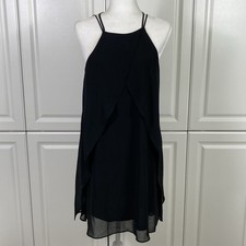 Brigitte Bailey Size S Black Tiered Chiffon Mini Dress Whimsigoth Cocktail Party