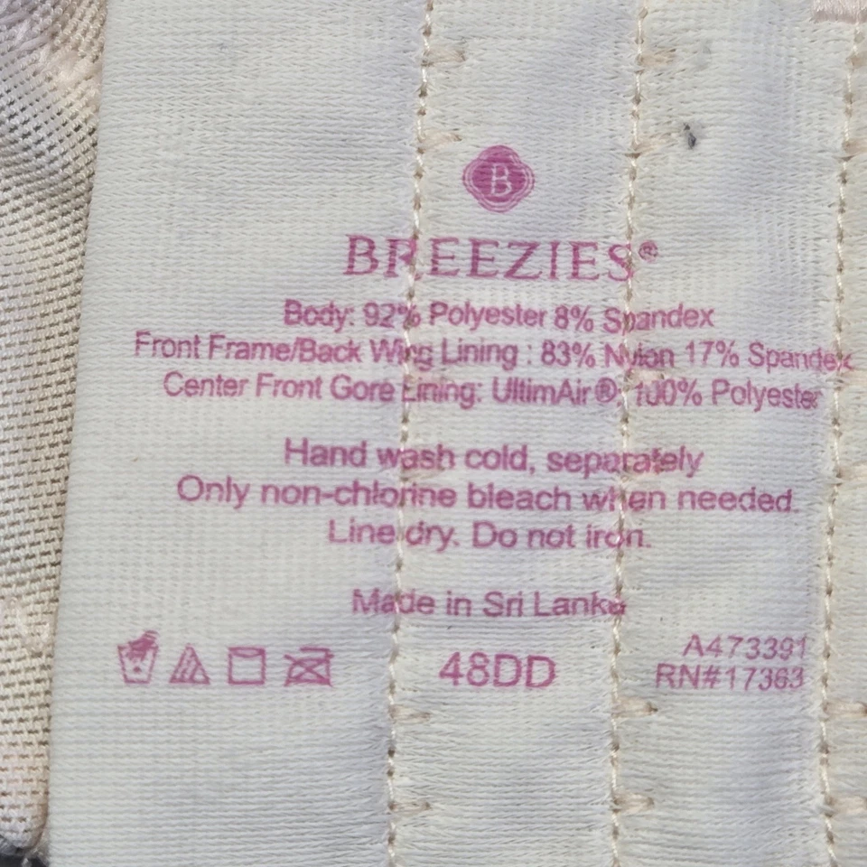 Sujetador Breezies Mujer 48DD Beige Camiseta Correa Inalámbrica Ajustable Foto 3 de 4