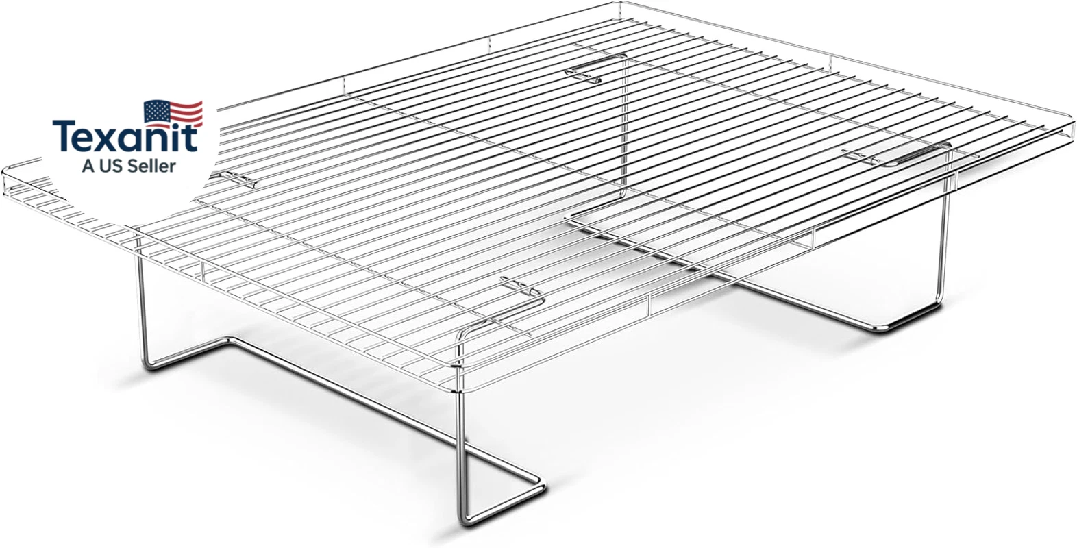 Flip-Free Crispmaster 1St Ever 4-Inch Elevated Roasting, Baking, and BBQ Rack fo