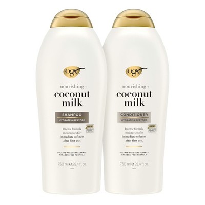 OGX Shampoo and Conditioner Set, Nourishing + 25.4 Fl Oz (Pack of 2), white 