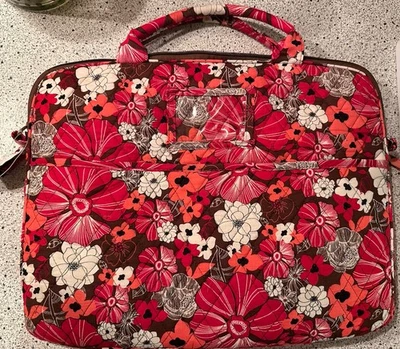Floral Laptop Bag 15” x 12” Zipper Closure Shoulder Strap Storage Pockets Nice - Image 1 of 4