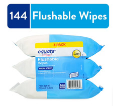 Equate Flushable Wet Wipes, Fresh Scent, 144 Wipes 3 Pack , Compare to Cottonel
