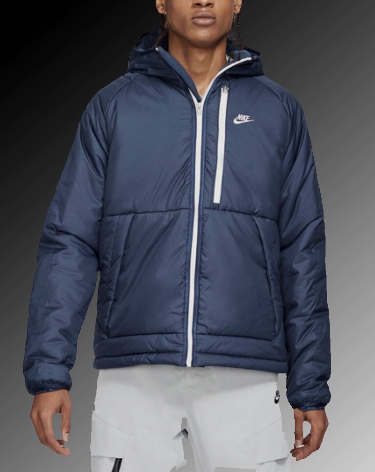 Nike Sportswear Therma-Fit Legacy Fleece Lined Hooded Jacket Navy Size Large