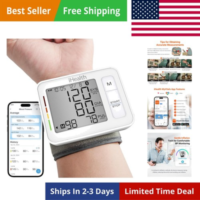 #ad Push Wrist Blood Pressure Monitor Bluetooth Smart BP Machine with App Clini... $44.37
