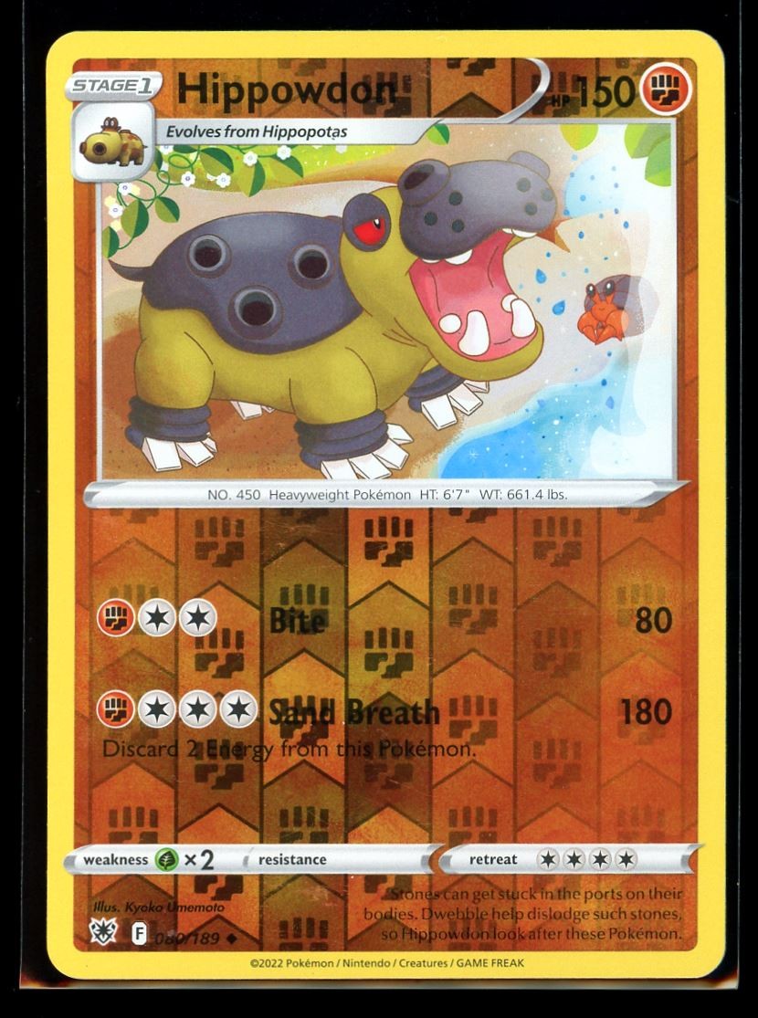 2022 Sword & Shield - Astral Radiance Hippowdon #80 Reverse Holo Pokemon Card