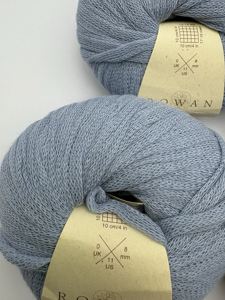 Lot of 8+ 50g 71yd Skeins Rowan 100% Cotton Tape #541 Dusty Light Blue - Image 3 of 4