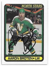 AARON BROTEN Autographed Signed 1990-91 Topps card #118 Minnesota North Stars