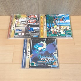 SEGA SATURN CONSOLE bundle with 2 controllers & 8 games Japan NTSC-J tested