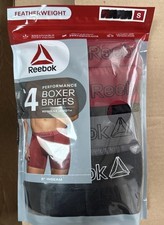 Reebok Mens Performance Boxer Briefs 4-Pack Featherweight Regular Length, Size S
