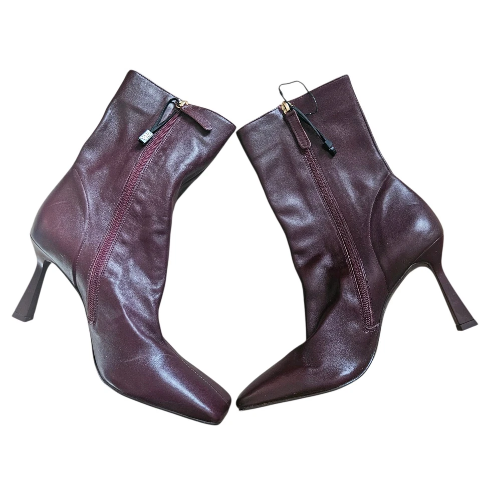 NUEVAS Botas Zara Mujer Cuero Borgoña Talla EU 42 US 11 Hechas en Marruecos Foto 2 de 4