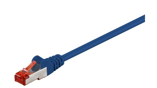 CAT 6 Kabel łączący, S/FTP (PiMF), Niebieski - Długość kabla 1 m - 第 1/1 張圖片